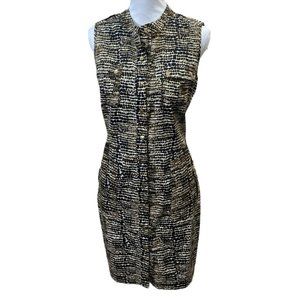 Calvin Klein Safari Sheath Dress Gold Snaps 10